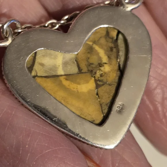 925 Silver And Yellow Stone Heart Necklace - Picture 6 of 7